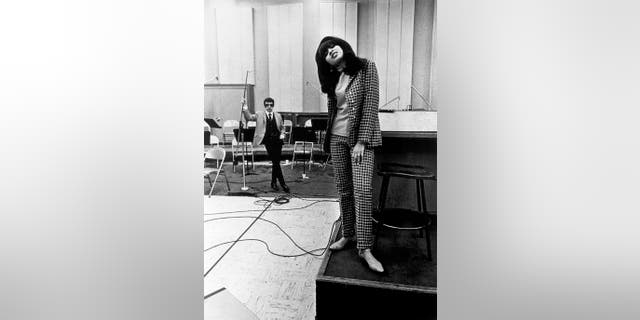 American singer Ronnie Spector with her husband, record producer Phil Spector, at Gold Star Studios, Los Angeles California, circa 1968. 