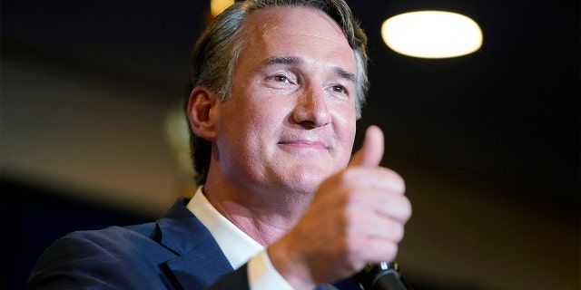 Virginia Gov. Glenn Youngkin speaks at an election night party in Chantilly, Virginia, on Nov. 3, 2021. Youngkin is set to lead his first international trade mission to Asia in late April.