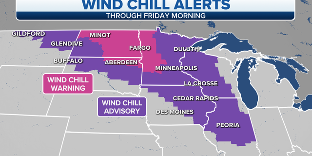 Midwest, Great Lakes wind chill alerts