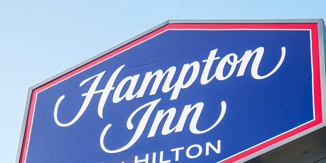 Florida, Hampton Inn by Hilton, hotel sign.