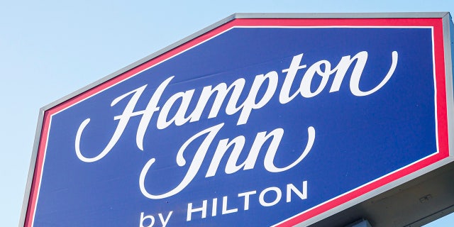 Florida, Hampton Inn by Hilton, hotel sign.