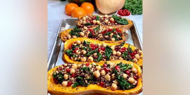 Hearty Stuffed Butternut Squash with Quinoa and Toasted Pine Nuts by Serena Poon of SerenaLoves.com (Serena Poon and SerenaLoves.com)