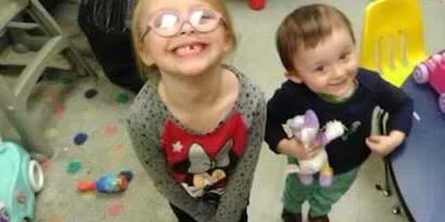 Missing Harmony Montgomery and her little brother Jamison at a foster home more than two years ago.