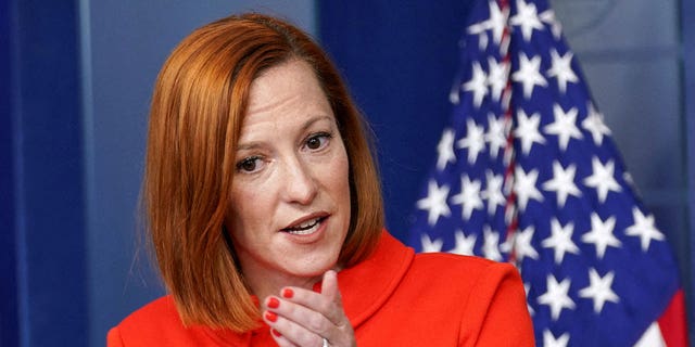 U.S. White House press secretary Jen Psaki speaks during a press briefing at the White House in Washington, U.S., Dec. 20, 2021.