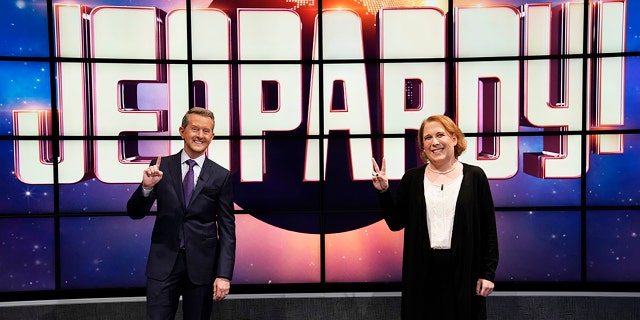 Ken Jennings (left) is currently hosting ‘Jeopardy!’ and is the only contestant with a longer win streak than Schneider.