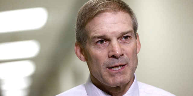 Representative Jim Jordan, a Republican from Ohio, speaks to the press in the Rayburn House Office building in Washington, D.C., U.S., on Friday, June 4, 2021. 