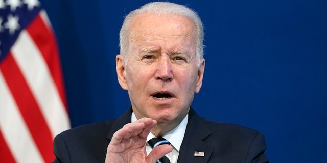 President Biden speaks about the government's COVID-19 response from the White House campus on Jan. 13, 2022.