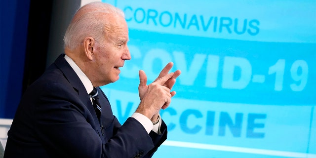 President Biden speaks about the government's COVID-19 response, in the South Court Auditorium in the Eisenhower Executive Office Building on the White House Campus in Washington, Thursday, Jan. 13, 2022.