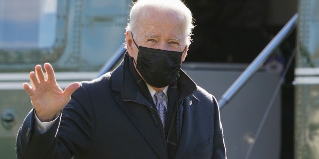 President Biden walks to the Oval Office of the White House after stepping off Marine One, Monday, Jan. 10, 2022, in Washington. (AP Photo/Patrick Semansky)