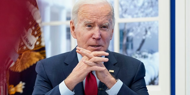 President Joe Biden speaks as he meets with the White House COVID-19 Response Team on the latest developments related to the Omicron variant in the South Court Auditorium in the Eisenhower Executive Office Building on the White House Campus in Washington, Tuesday, Jan. 4, 2022. (AP Photo/Andrew Harnik)