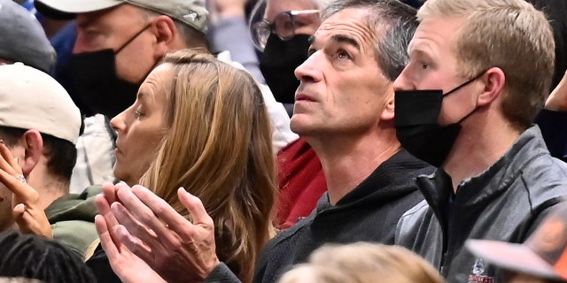 NBA Hall of Famer John Stockton looks on during the Lewis-Clark State Warriors at Gonzaga Bulldogs men’s basketball game in the first half at McCarthey Athletic Center in Spokane, Was.