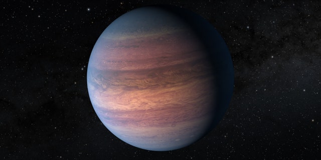 This illustration depicts a Jupiter-like exoplanet called TOI-2180 b. It was discovered in data from NASA's Transiting Exoplanet Survey Satellite.