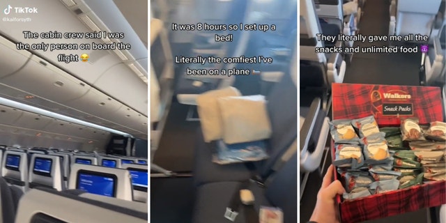 Derbyshire resident Kai Forsyth was the only ticketed passenger on a recent international flight from London to Orlando. He documented his experience on TikTok, which shows he was able to make a bed and had unlimited snacks.