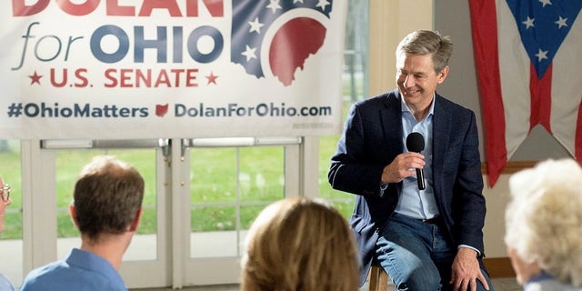 Ohio state Sen. Matt Dolan, who's running for the GOP U.S. Senate nomination in Ohio, campaigns in Independence, Ohio on Dec. 1, 2021.