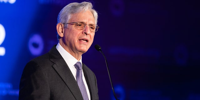 Merrick Garland, U.S. attorney general, speaks during the U.S. Conference of Mayors winter meeting in Washington, D.C., Jan. 21, 2022. 