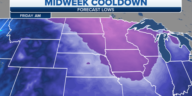 Plains midweek temperatures