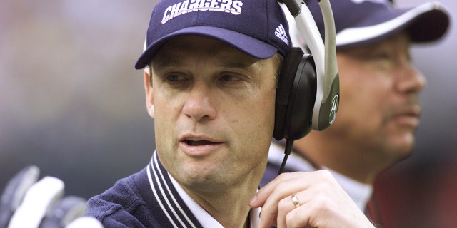 Mike Riley, head coach of the Chargers, in a game against the Seattle Seahawks at Qualcomm Stadium in San Diego, California.