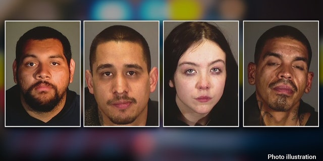 Ernesto Cisneros, 22; Luis Rios, 29; Haylee Marie Grisham, 18; and Jesse Contreras, 34, are all charged in connection with the killing of Los Angeles police officer Fernando Arroyos. 
