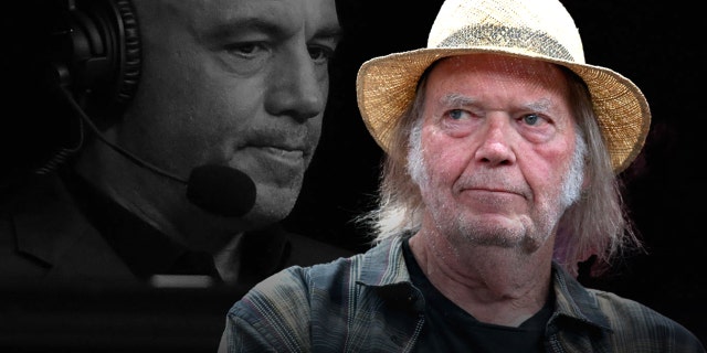 May 9, 2020; Jacksonville, Florida, USA; UFC commentator Joe Rogan in attendance before UFC 249 at VyStar Veterans Memorial Arena.  EAST TROY, WISCONSIN - SEPTEMBER 21: Neil Young attends a press conference for Farm Aid 34 at Alpine Valley Music Theatre on September 21, 2019 in East Troy, Wisconsin.