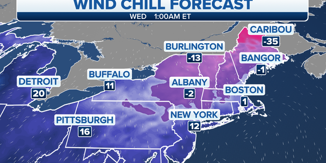 Northeast wind chill forecast