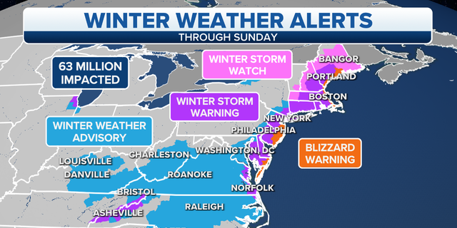 Eastern winter weather alerts