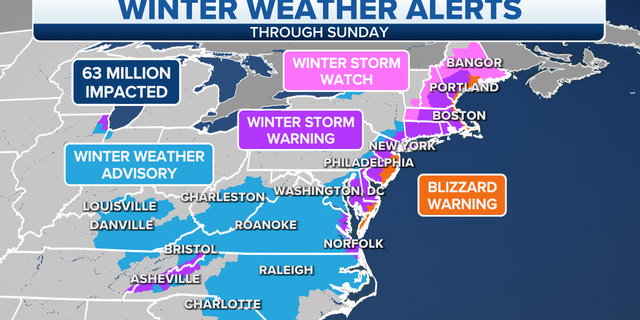 Eastern winter weather alerts