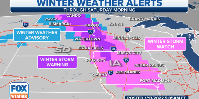 Plains winter weather alerts