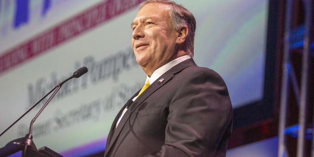 Former Secretary of State Michael Pompeo speaks during the Family Leader summit in Des Moines, Iowa, on Friday, July 16, 2021.