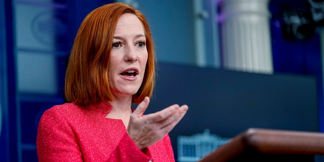 Press secretary Jen Psaki speaks at the White House press briefing in Washington, Friday, Jan. 14, 2022.