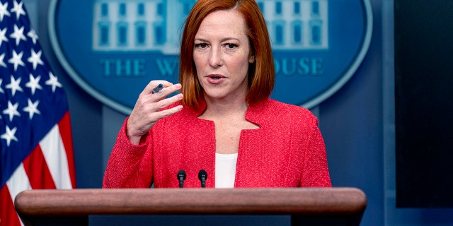 White House press secretary Jen Psaki speaks at a press briefing at the White House in Washington, Friday, Jan. 14, 2022. (AP Photo/Andrew Harnik)