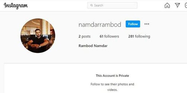 This photo shows Rambod Namdar's Instagram account. 