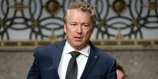 Sen. Rand Paul, R-Ky., arrives for a Senate Health, Education, Labor, and Pensions Committee hearing 