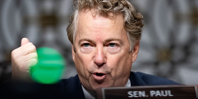 Sen. Rand Paul questions Dr. Anthony Fauci during a Senate Health, Education, Labor, and Pensions Committee hearing on Jan. 11, 2022, at Capitol Hill.