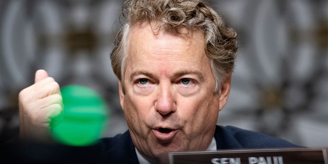 Sen. Rand Paul questions Dr. Anthony Fauci during a Senate Health, Education, Labor, and Pensions Committee hearing on Jan. 11, 2022, at Capitol Hill.