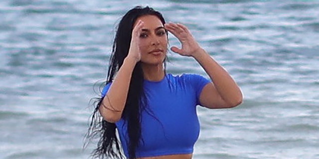 Kardashian was seen enjoying some time on the beach and in the water.
