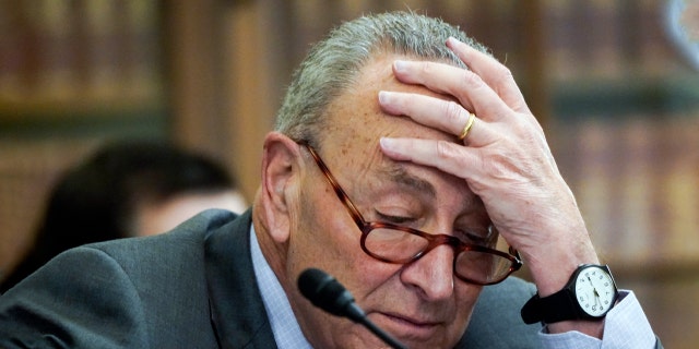 Senate Majority Leader Chuck Schumer, D-N.Y., is seated before a Senate Rules and Administration Committee oversight hearing on the Jan. 6, 2021, attack on the Capitol on Wednesday, Jan. 5, 2022, in Washington. Schumer earlier this month said passing Electoral Count Act reform without broader election bills would be insufficient. But that appears to be the only way for Congress to address the events that led up to the Jan. 6 attack by a mob of former President Donald Trump's supporters. 