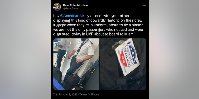 American Airlines apologized after Twitter user complained about pilot with “Let’s Go Brandon” sticker