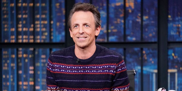 Host Seth Meyers during the monologue on December 16, 2021