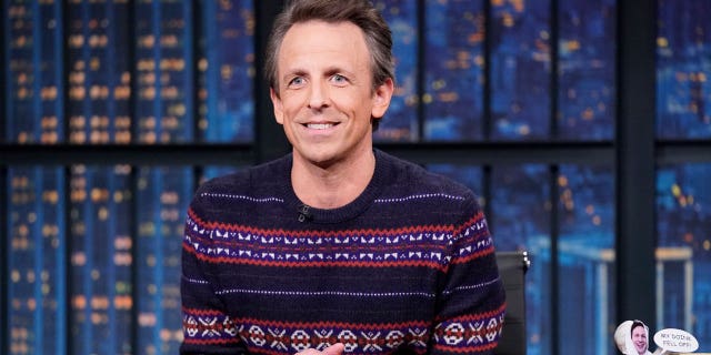 Host Seth Meyers during the monologue on December 16, 2021