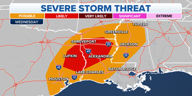 Southern severe storm threat