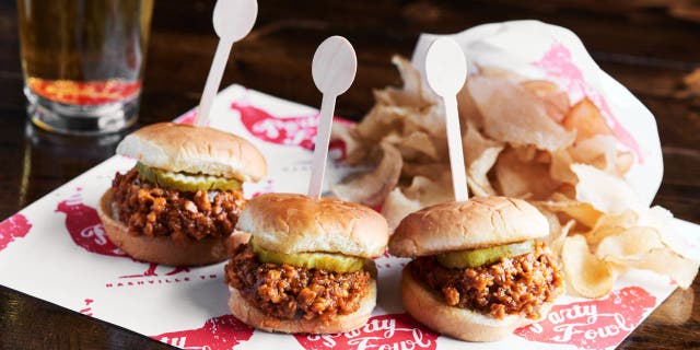 Check out this hot chicken Sloppy Joes sliders by corporate executive chef Bart Pickens of Party Fowl.