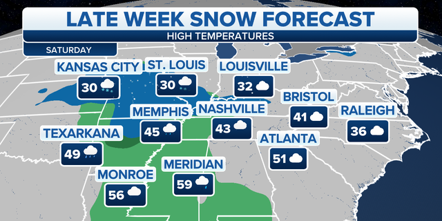Late-week snow forecast for South, Southeast