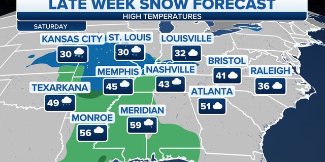 Late-week snow forecast for South, Southeast