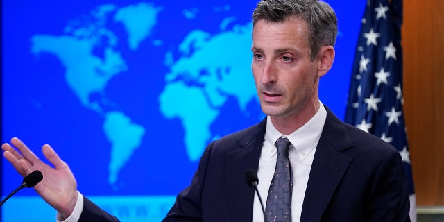 State Department spokesperson Ned Price speaks during a press briefing at the U.S. State Department in Washington.