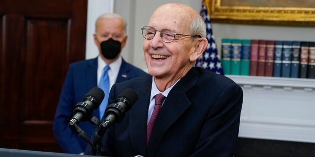 Justice Stephen Breyer announces his retirement in the Roosevelt Room of the White House, Jan. 27, 2022.