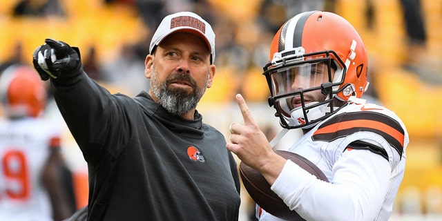 Offensive coordinator Todd Haley and Cleveland Browns quarterback Baker Mayfield will face the Steelers on October 28, 2018 at Heinz Field in Pittsburgh, Pa.