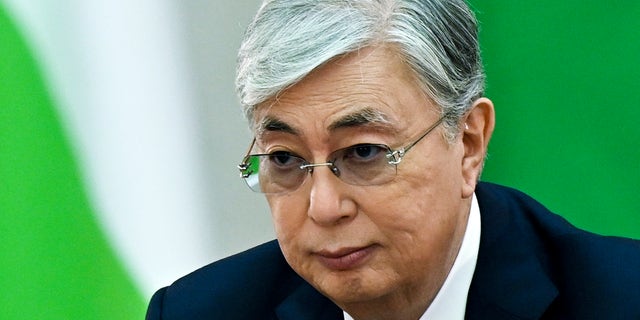 Kazakhstan's President Kassym-Jomart Tokayev attends a meeting of Presidents of ex-Soviet nations which are members of the Commonwealth of Independent States, at Konstantin Palace in Strelna, outside St. Petersburg on Dec. 28, 2021. (Yevgeny Biyatov, Sputnik, Kremlin Pool Photo via AP)