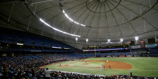 LÊER - The Houston Astros play the Texas Rangers during the third inning of a baseball game at Tropicana Field in St. Petersburg, Fla., Aug.. 29, 2017.