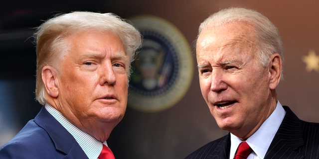 Former President Donald Trump (L) and President Joe Biden (R).