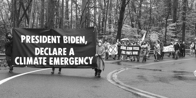 Protesters from Occupy Biden march in Wilmington, Delaware, near President Biden's house.